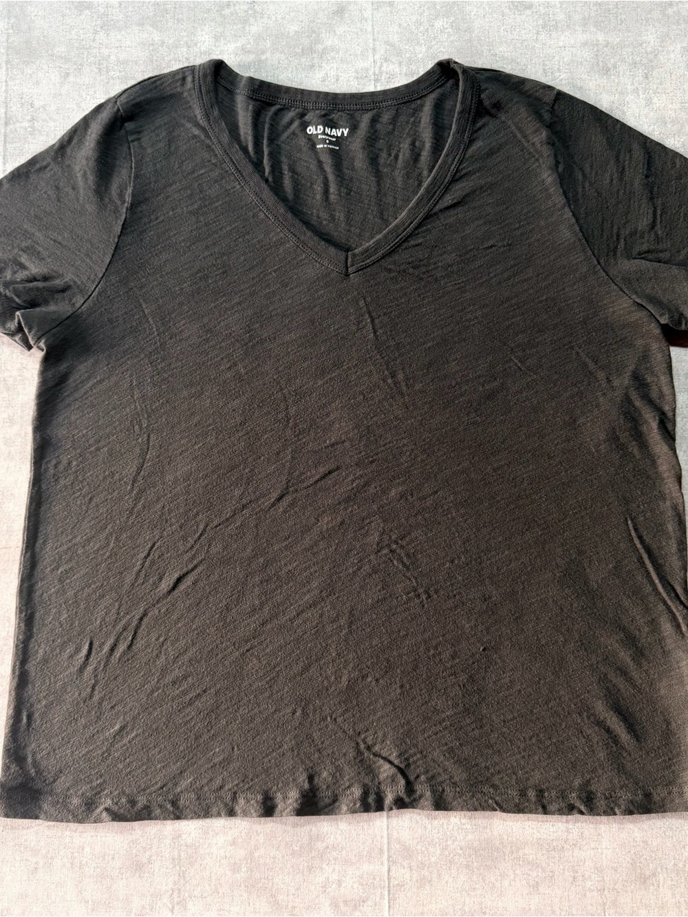 Old Navy Everywear Gray Logo Cotton Knit Men's V-Neck Short Sleeve T-Shirt S